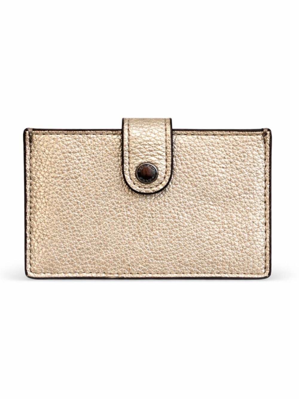 COACH Champagne Metallic Pebbled Leather Accordion Card Case